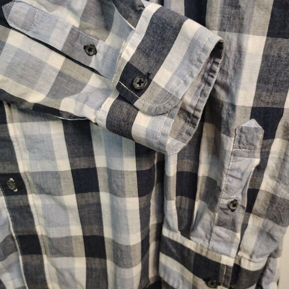 CLUB ROOM Blue Plaid 100% Cotton Men's XL Long Sleeve Button Down Shirt - Picture 5 of 6